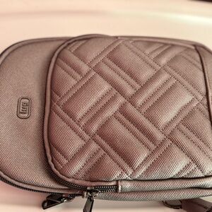 Lug Gray Quilted Crossbody Bag with Geometric Design